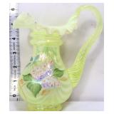 Fenton topaz opalescent 6in hydrageas pitcher