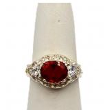Oval cut ruby ring, lab created