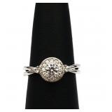 Sterling round white sapphire ring, lab created