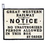 Cast iron 10.5x8 Great Western Railway plaque