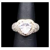 Heart cut white topaz ring, lab created