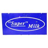 Vntg metal dbl side 24x12 Super Milk sign