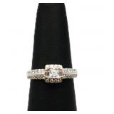 Sterling white sapphire square ring, lab created