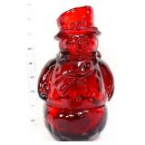 Fenton 8in red 2 piece snowman fairy lamp