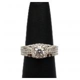 Sterling white sapphire square ring, lab created