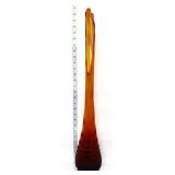 Fenton 27in amber hobnail base swung vase