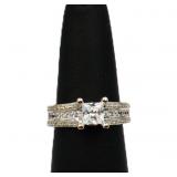 Sterling white sapphire square ring, lab created