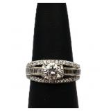 Sterling white sapphire round ring, lab created