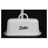 White Enamel Butter Dish