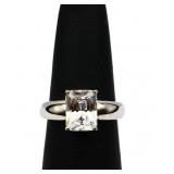 Sterling emerald cut white sapphire ring lab grown