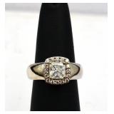Sterling white sapphire square ring, lab created