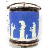 Vntg Wedgewood blue jasperware biscuit jar