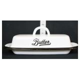 White Enamel Butter Dish