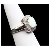 Sterling fire opal ring, lab created