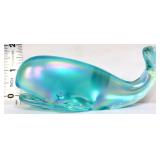 Fenton aquamarine iridescent whale figure