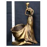 Cast iron 9in lady figural wine bottle holder