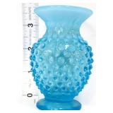 Fenton blue opalescent hobnail toothpick vase