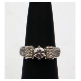 Sterling white sapphire round ring, lab created