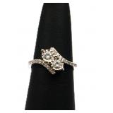 Sterling double stone white sapphire ring lab made