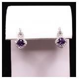 Pair amethyst dinner earrings, lab created