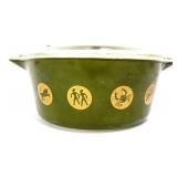 1961 Pyrex green zodiac 475 dish w/ lid