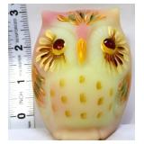 Fenton burmese blush 3in owl figure