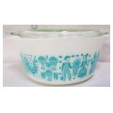 Vntg Pyrex butterprint #474 dish w lid, lid chip
