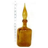 Vntg amber crackle 12in decanter w/ tear stopper