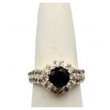 Round cut black sapphire, lab created