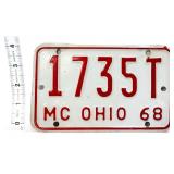 1968 Ohio motorcycle plate