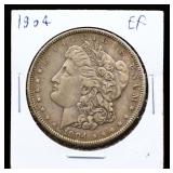 1904 Morgan silver dollar