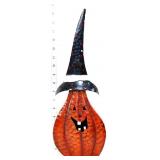 Metal 16in jack o lantern with witch hat