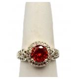 Round cut ruby ring, lab created