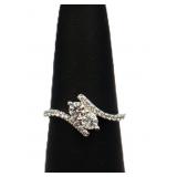 Sterling white sapphire double stone ring lab made