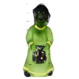 Fenton satin green/black Halloween 7in witch