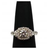 Sterling square white sapphire ring, lab created