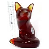 Fenton amberina 4.5in sitting fox figure