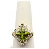 Peridot dinner ring, lab created