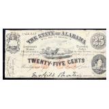 1863 State of Alabama 25 cent fractional note