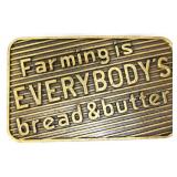 Metal Farming Bread & Butter belt buckle