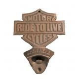 Cast iron Ride To Live bottle opener