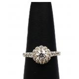 Sterling white sapphire round ring, lab created