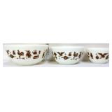 Trio vntg Pyrex early american mixing bowls