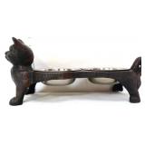 Cast iron cat figural food/water bowl