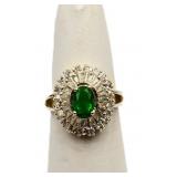 Oval cut emerald ring, lab created