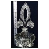 Vntg clear pressed glass perfume bottle w/ stopper