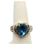 Blue topaz heart ring, lab created