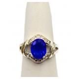 Oval cut sapphire ring, lab created