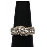 Sterling white sapphire round ring, lab created