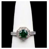 Sterling round emerald ring, lab created